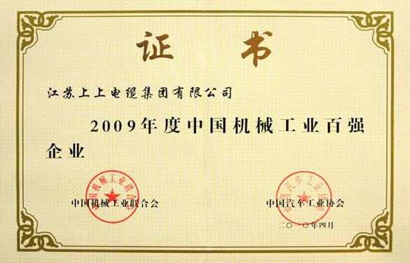 金年会荣获“2009年度中国机械工业百强企业”