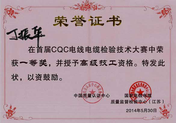 金年会电缆员工在首届CQC电线电缆磨练手艺大赛中获佳绩